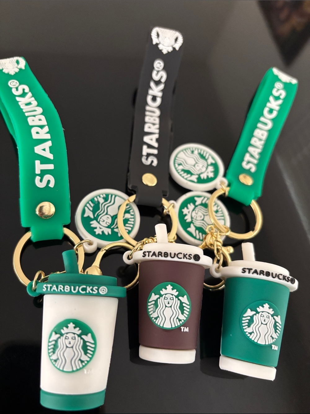 ⭐️🌟Starbucks Green & Brown Coffee Cup 3DKeychain Set ✨💫